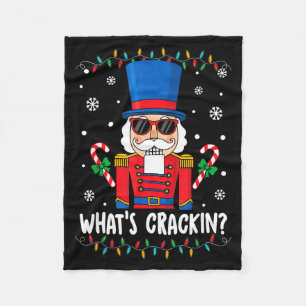 Christmas Nutcracker Whats Crackin Funny Xmas Men  Fleece Blanket