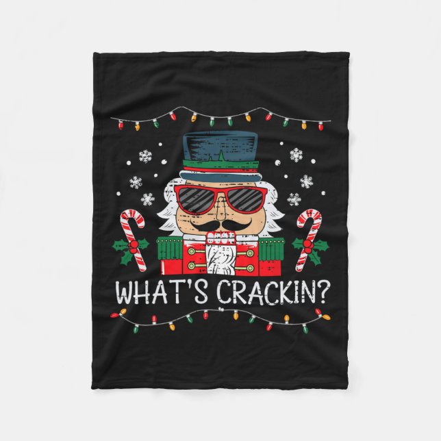 Christmas Nutcracker Whats Crackin Funny Xmas Men  Fleece Blanket (Front)