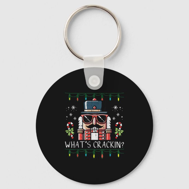 Christmas Nutcracker Whats Crackin Funny Xmas Men  Key Ring (Front)