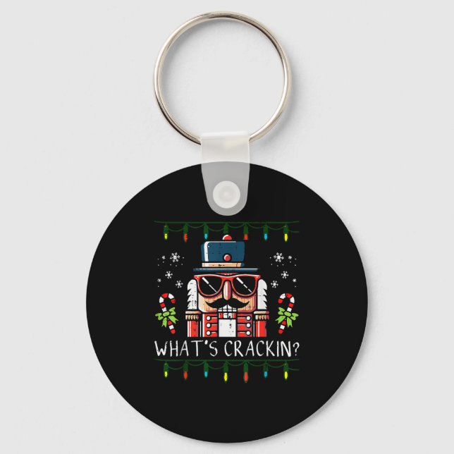 Christmas Nutcracker Whats Crackin Funny Xmas Men  Key Ring (Front)