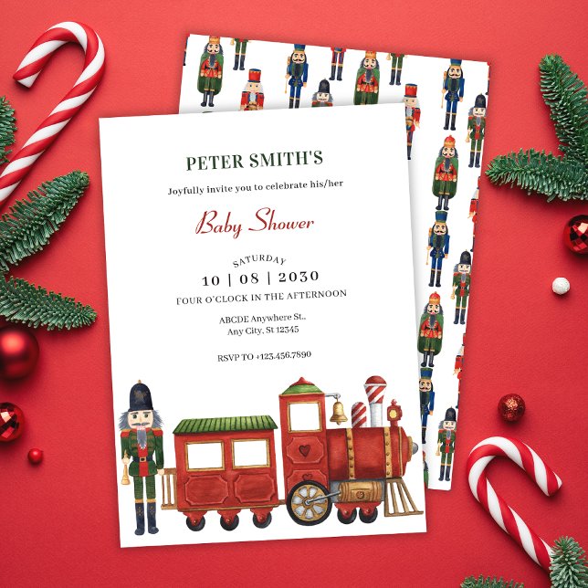 Christmas nutcracker with train baby shower invitation (Creator Uploaded)