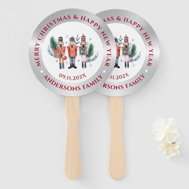 Christmas nutcrackers composition 4 hand fan (Front and Back)
