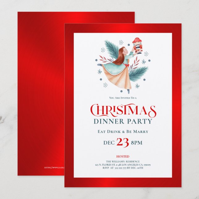 Christmas nutcrackers dinner party invitation (Front/Back)
