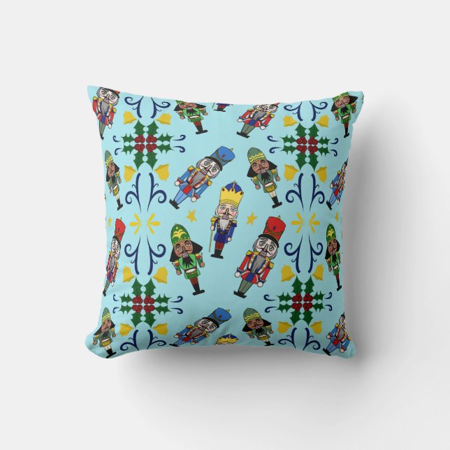 Christmas Nutcrackers Throw Pillow (Front)