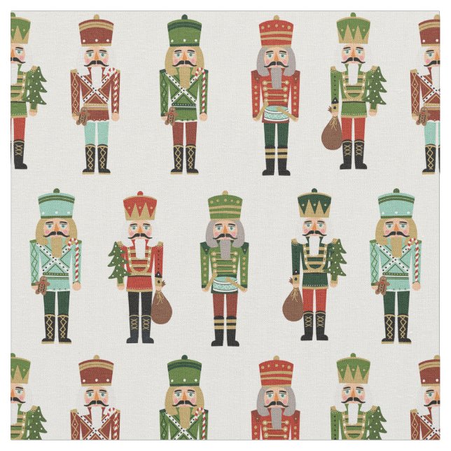 Christmas Nutcrackers white Fabric (Close Up)