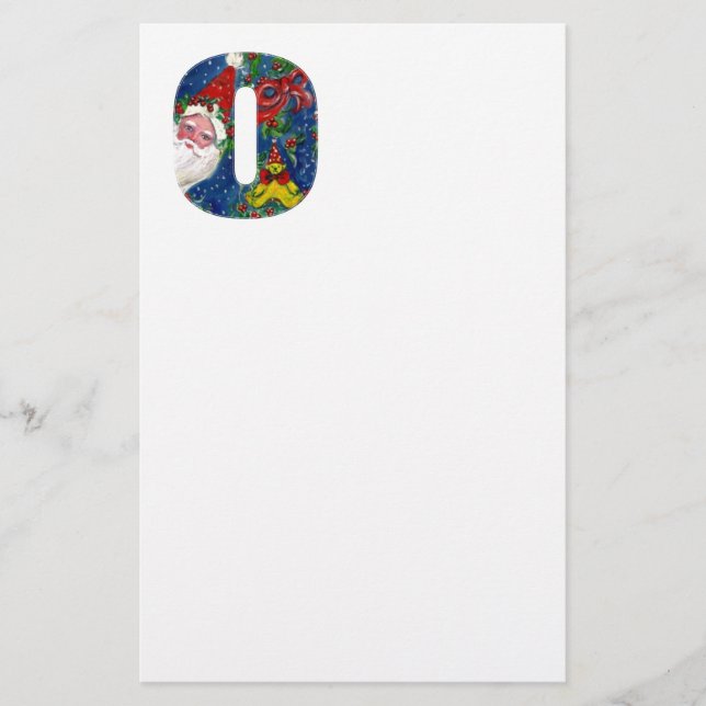 CHRISTMAS O LETTER / SANTA CLAUS WITH RED RIBBON STATIONERY (Front)