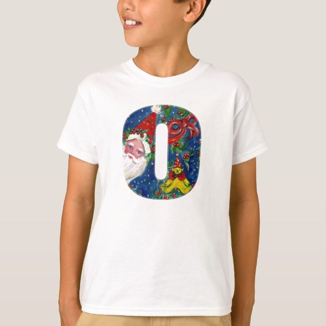 CHRISTMAS O LETTER / SANTA CLAUS WITH RED RIBBON T-Shirt (Front)