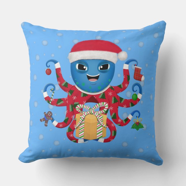 Christmas Octopus  Cushion (Front)