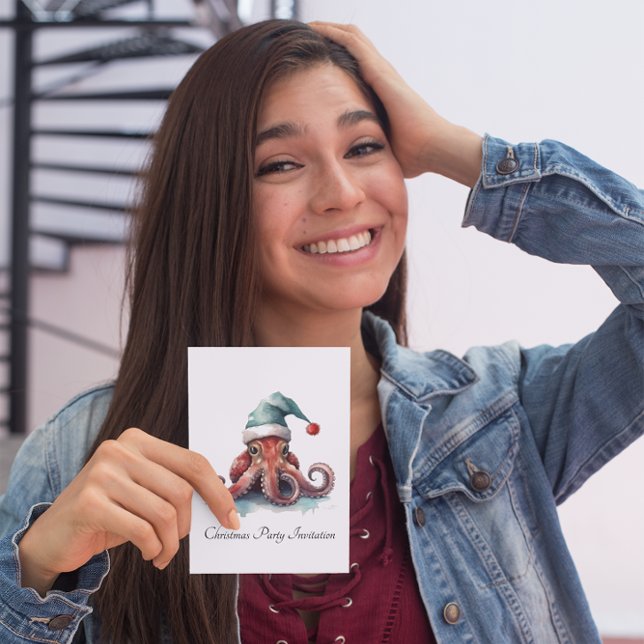 Christmas Octopus, customisable Invitation (Creator Uploaded)