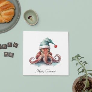 Christmas Octopus, customisable Napkin