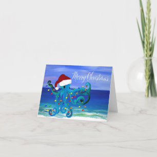 Christmas octopus Holiday greeting cards. Card