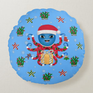 Christmas Octopus Round Cushion