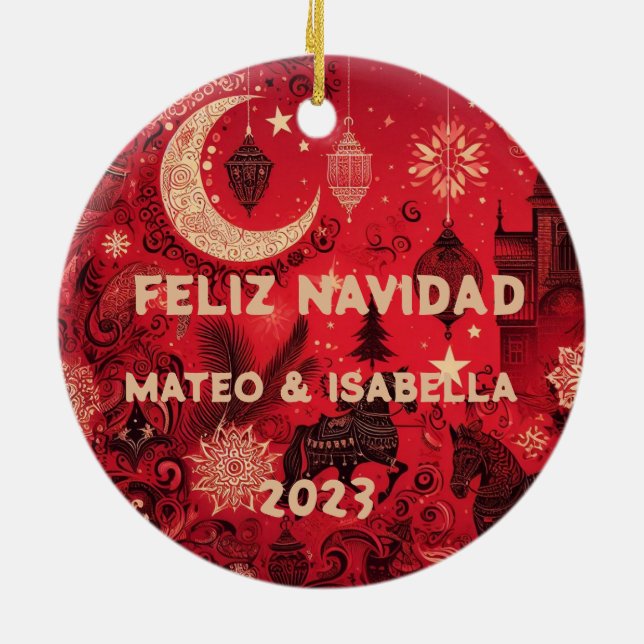 Christmas of Love: A Spanish Romantic Ceramic Tree Decoration (Back)
