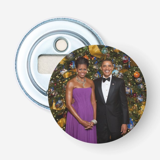 Christmas of President Barack Obama and Michelle Bottle Opener (Front)