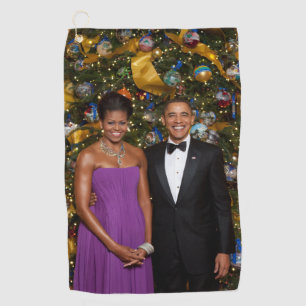 Christmas of President Barack Obama and Michelle Golf Towel