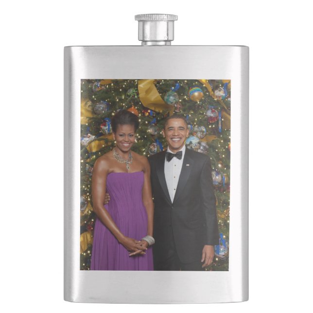 Christmas of President Barack Obama and Michelle Hip Flask (Front)