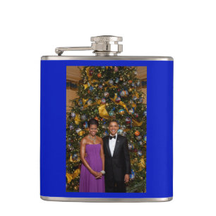 Christmas of President Barack Obama and Michelle Hip Flask