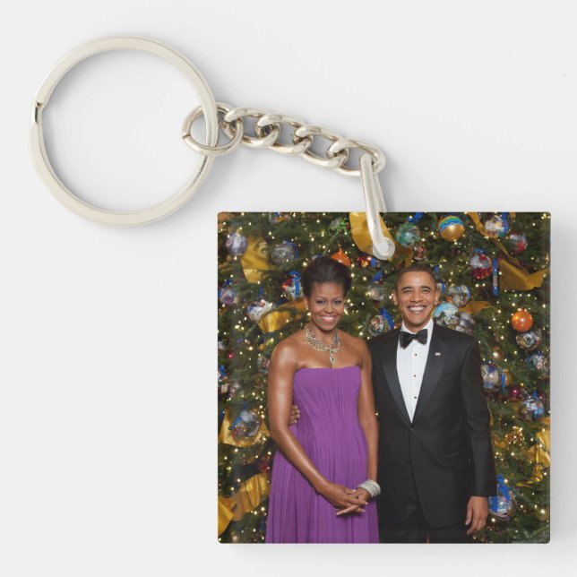 Christmas of President Barack Obama and Michelle Key Ring (Front)