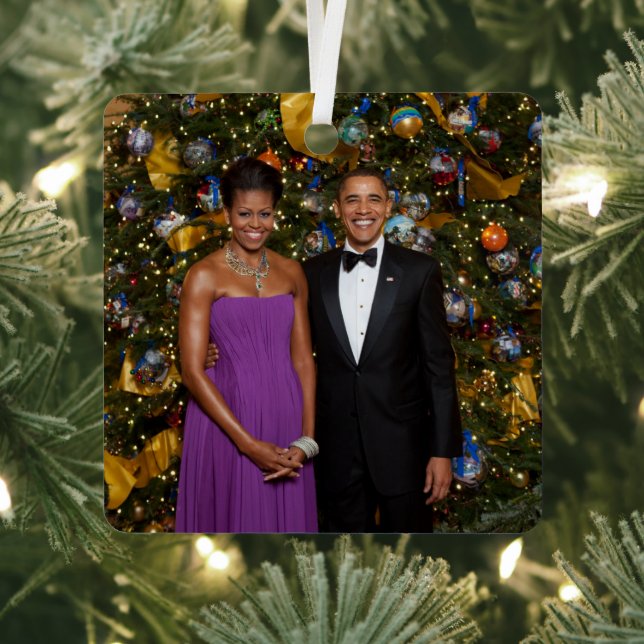 Christmas of President Barack Obama and Michelle Metal Tree Decoration (Insitu)