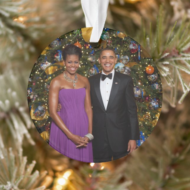 Christmas of President Barack Obama and Michelle Ornament (Tree)