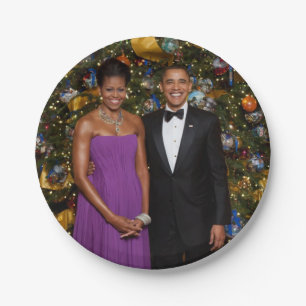 Christmas of President Barack Obama and Michelle Paper Plate