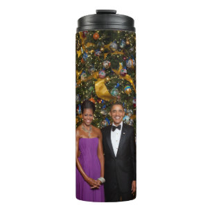 Christmas of President Barack Obama and Michelle Thermal Tumbler