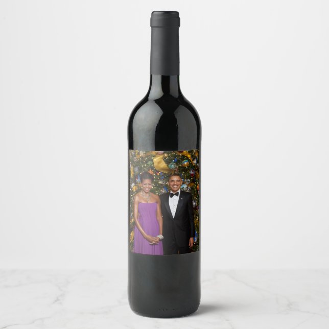 Christmas of President Barack Obama and Michelle Wine Label (Front)