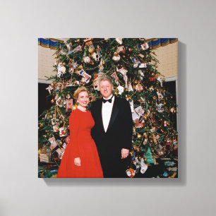 Christmas of US President Bill Clinton & Hillary  Canvas Print