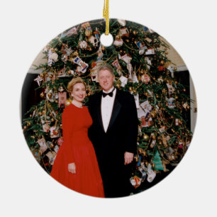 Christmas of US President Bill Clinton & Hillary  Ceramic Tree Decoration