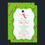 Christmas Office Party Invitation-Snowman Graphic Invitation<br><div class="desc">A beautiful Christmas Office Party Invitation with a Snowman graphic on a white background with small pictures of Santa on a green background on the front and back covers. A lovely way to invite friends or work colleagues for a special Christmas drink at the your place of work. A way...</div>