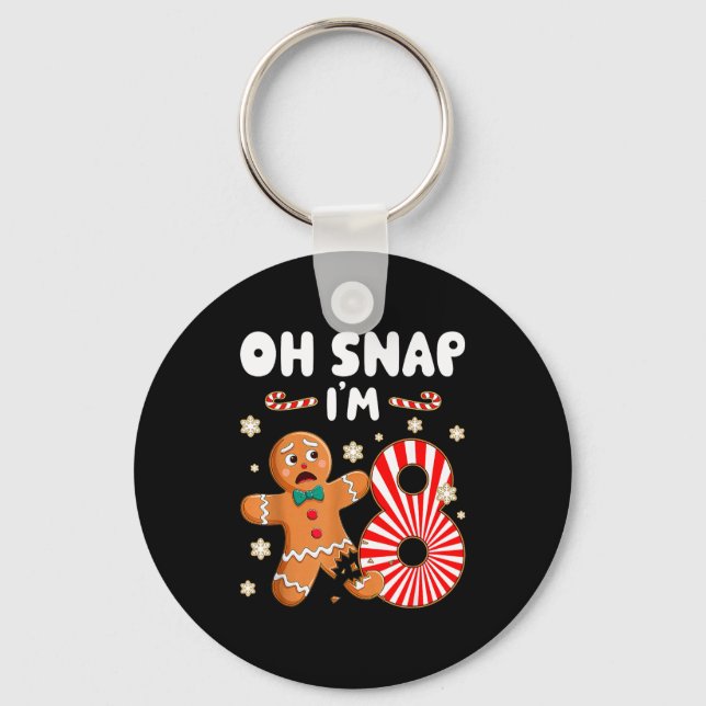 Christmas Oh Snap 8 Year Old Gingerbread Man 8th B Key Ring (Front)