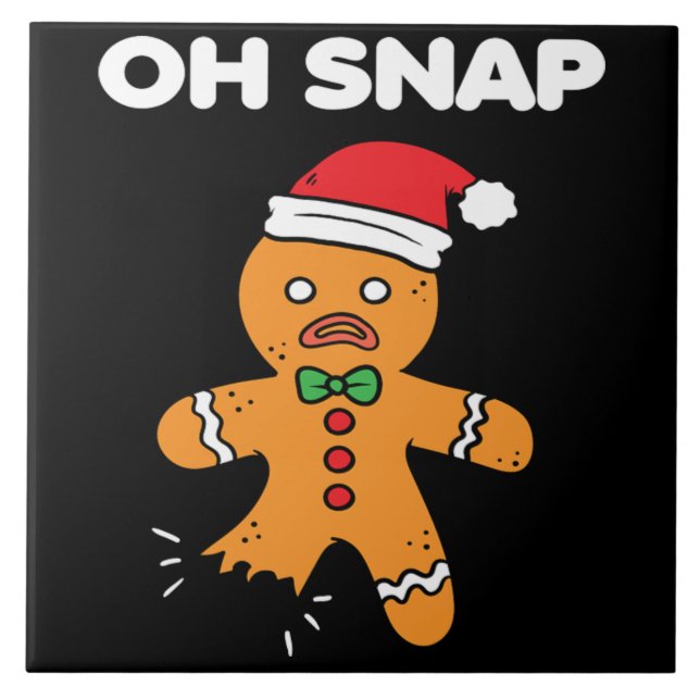 Christmas Oh Snap Gingerbread Funny Xmas Gift Tile (Front)