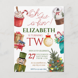 Christmas Oh What Fun 2nd Birthday Postcard