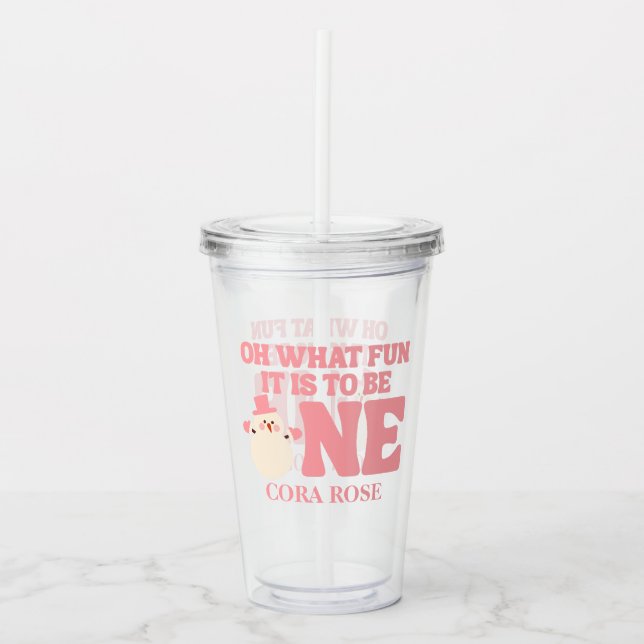 Christmas Oh What Fun First Birthday  Acrylic Tumbler (Front)