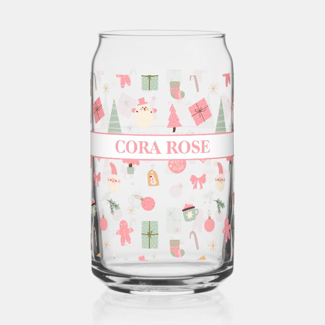 Christmas Oh What Fun First Birthday  Can Glass (Front)