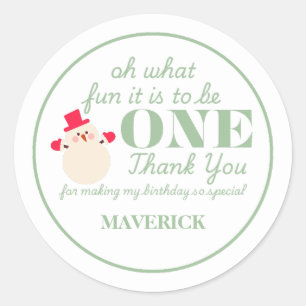 Christmas Oh What Fun First Birthday Classic Round Sticker