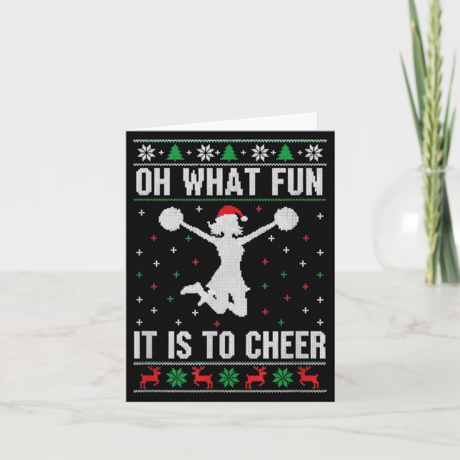 Christmas Oh What Fun It Is To Cheer - Cheerleadin Card (Front)