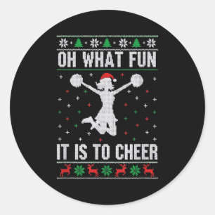 Christmas Oh What Fun It Is To Cheer - Cheerleadin Classic Round Sticker
