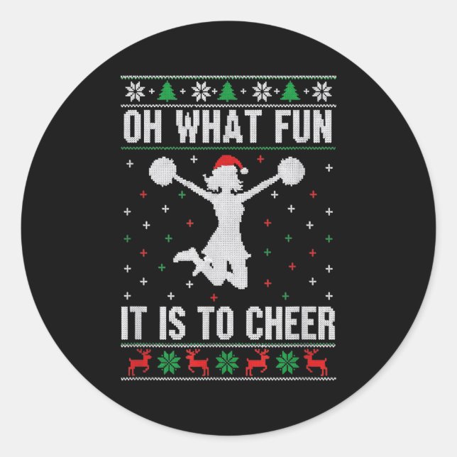 Christmas Oh What Fun It Is To Cheer - Cheerleadin Classic Round Sticker (Front)