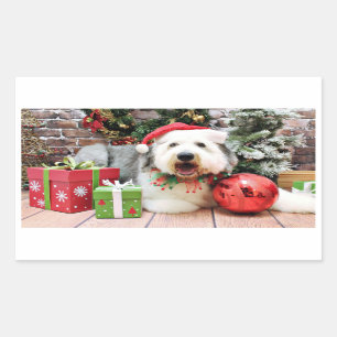 Christmas - Old English Sheepdog - Alphy Rectangular Sticker