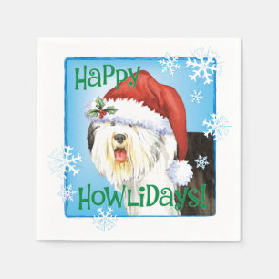 Christmas Old English Sheepdog Napkins