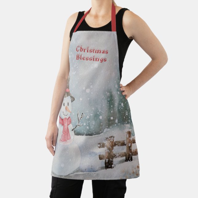 Christmas Old Fashioned Snowman Apron (Insitu)