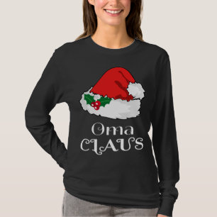 Christmas Oma Claus Matching Pajama Santa Hat X-ma T-Shirt