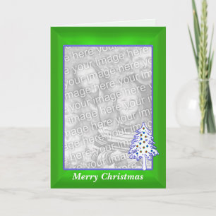 Christmas on Green (tall photo frame) Holiday Card