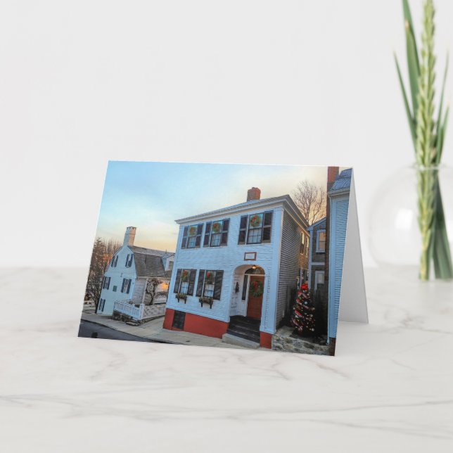 Christmas on Leyden Street Plymouth MA Thank You Card (Front)