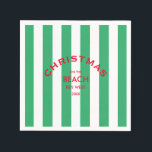 Christmas On The Beach Custom Green Cabana Stripe  Napkin<br><div class="desc">These napkins are perfect for your Christmas parties,  celebrations and gathering on the beach...  Green cabana stripes with red custom beach logo. Personalise with the beach location and year. The perfect addition to your Christmas gatherings! Matching accessories available in the Christmas On The Beach Green Cabana Stripe Collection.</div>