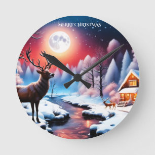 Christmas on the Creek Round Clock