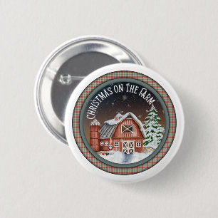 Christmas on the Farm 6 Cm Round Badge