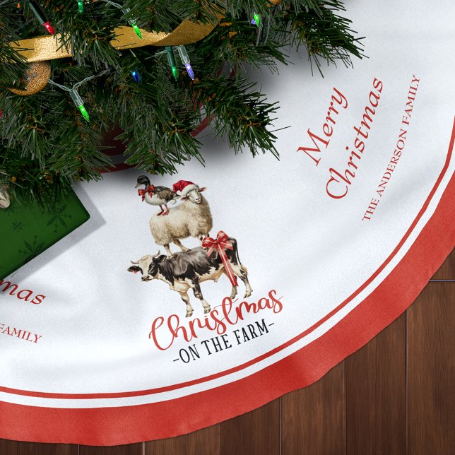 Christmas on the Farm Barnyard Animal Brushed Polyester Tree Skirt (Creator Uploaded)