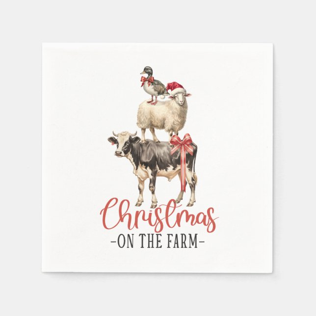 Christmas on the Farm Barnyard Animal Napkin (Front)